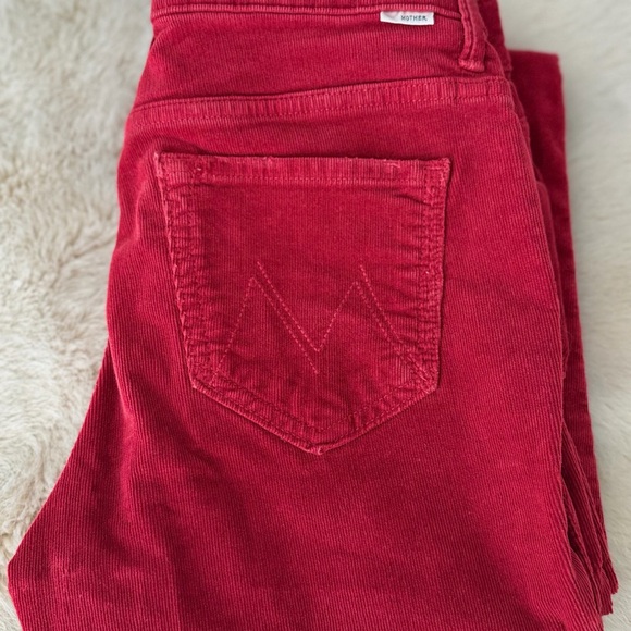 Mother Jeans The Weekender Fray Garent Red Cord  Flare Pants Size 25 - Picture 4 of 9